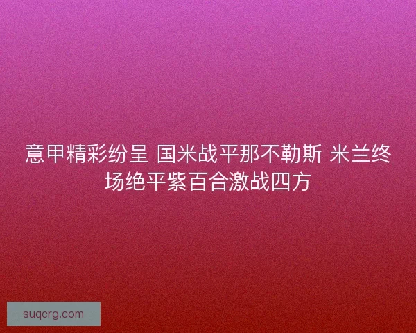 意甲精彩纷呈 国米战平那不勒斯 米兰终场绝平紫百合激战四方