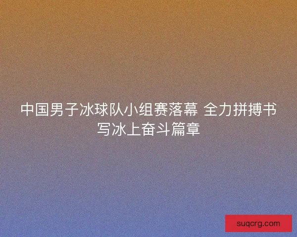 中国男子冰球队小组赛落幕 全力拼搏书写冰上奋斗篇章