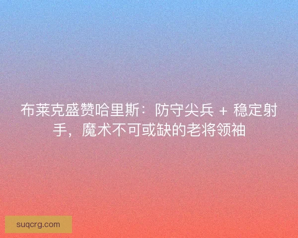 布莱克盛赞哈里斯：防守尖兵 + 稳定射手，魔术不可或缺的老将领袖